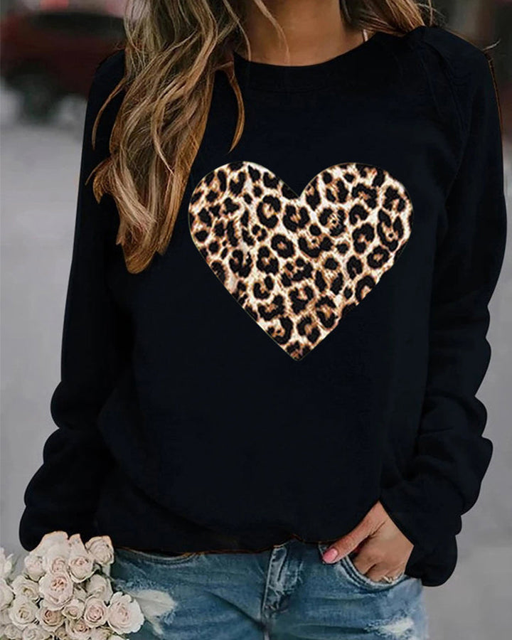 Stilla | Sweat Leoprint Hjerte Motiv