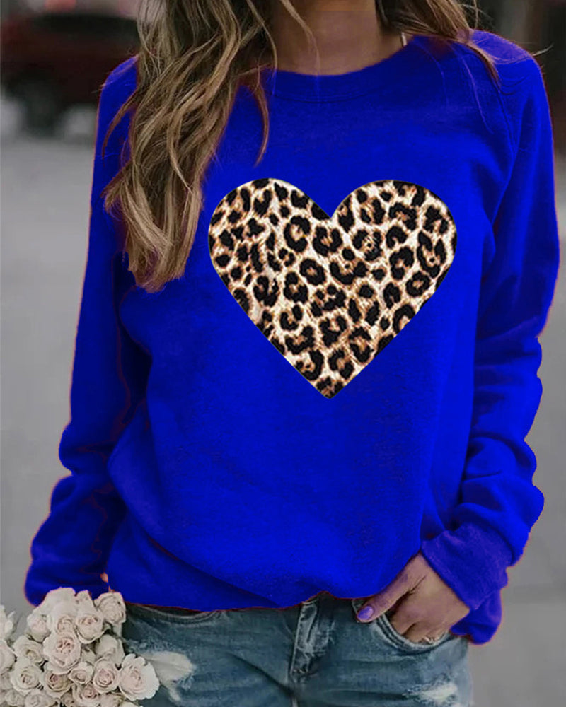 Stilla | Sweat Leoprint Hjerte Motiv