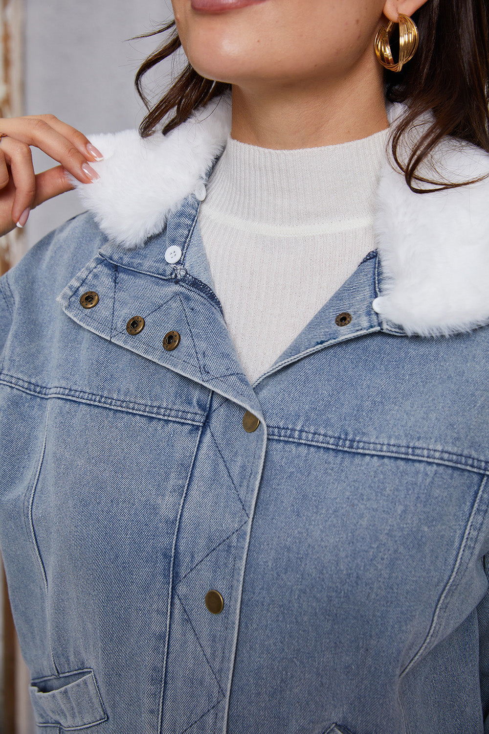 Stilla | Down Collared Neck Denim Jacket