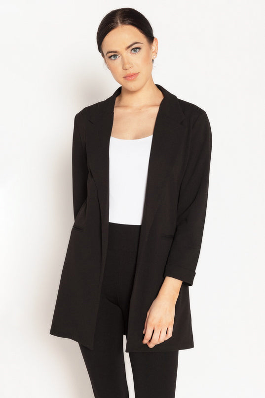 Stilla | Elegant Longline Blå Jakke
