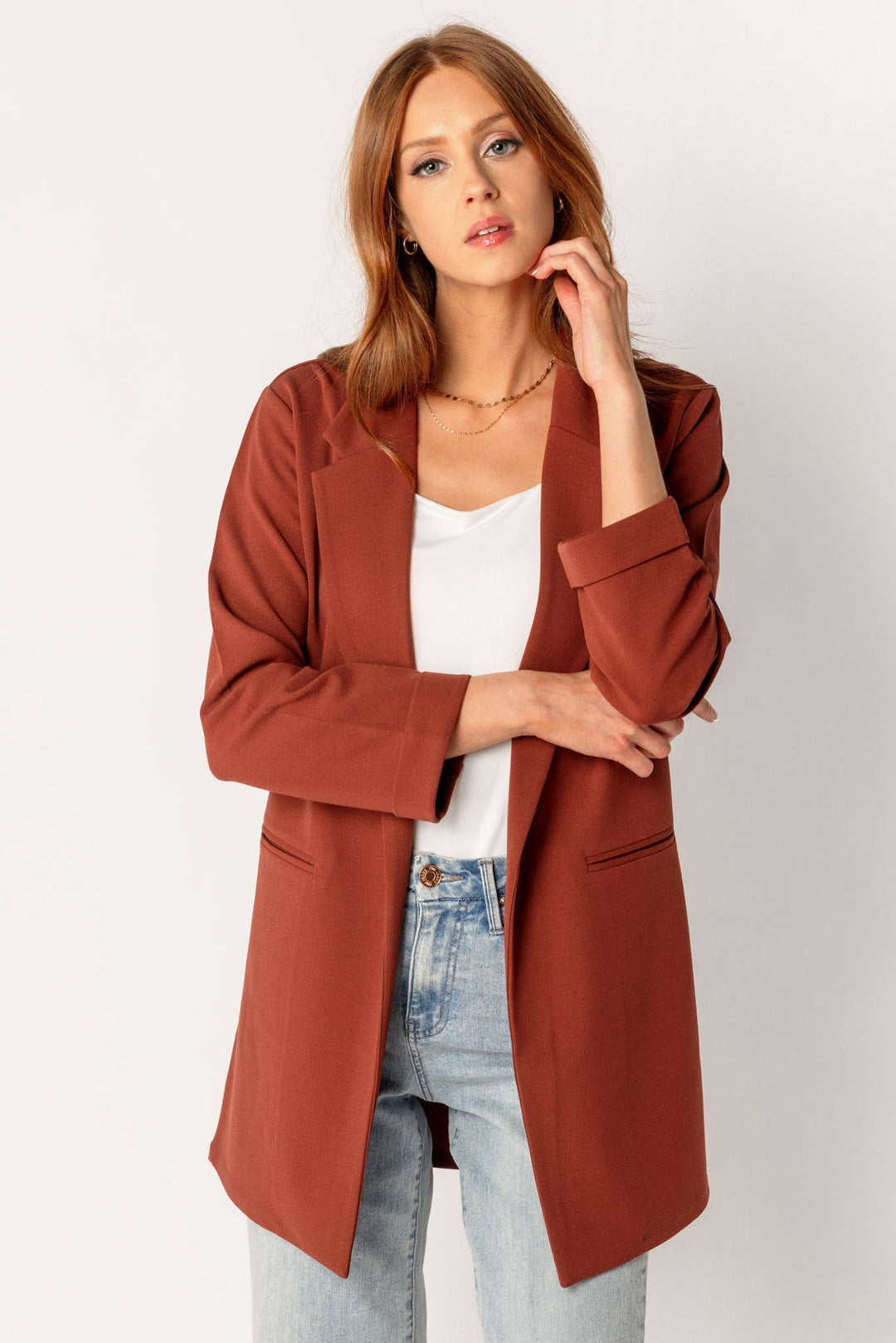 Stilla | Elegant Longline Blå Jakke