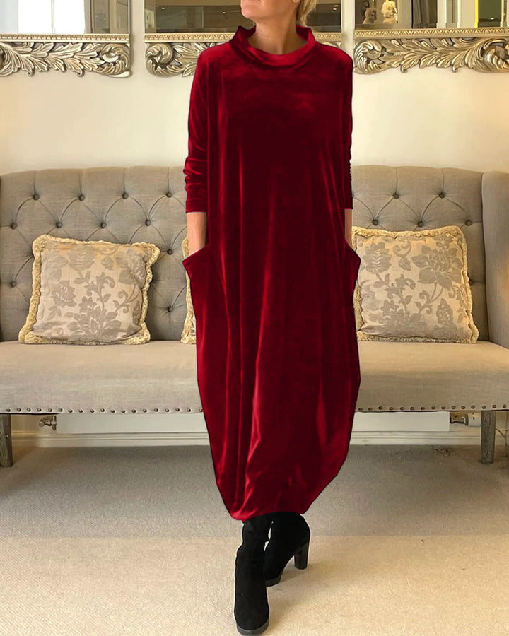 Stilla | Elegant Velourkjole Med Lommer