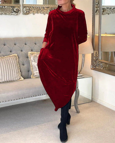 Stilla | Elegant Velourkjole Med Lommer