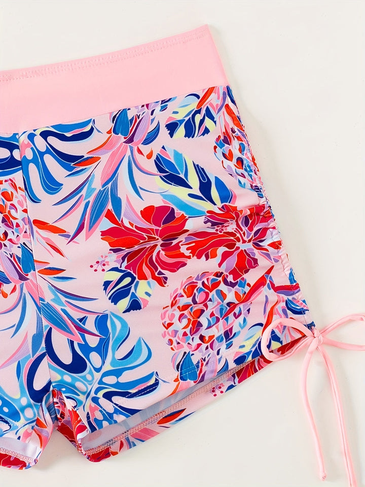 Stilla | Delt Badedragt Høj Talje, Shorts Med Snor, Top Med Ringdetaljer, Figursyet Silhouette