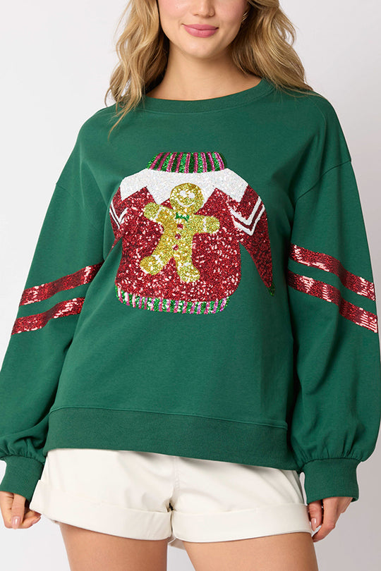 Stilla | Jule-pailletter-rundhals-løs sweatshirt