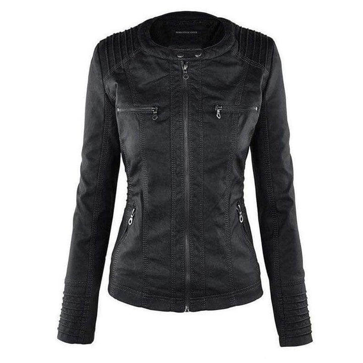 Stilla | Dame Slim Fit PU-Læder Zip-Up Hoodie