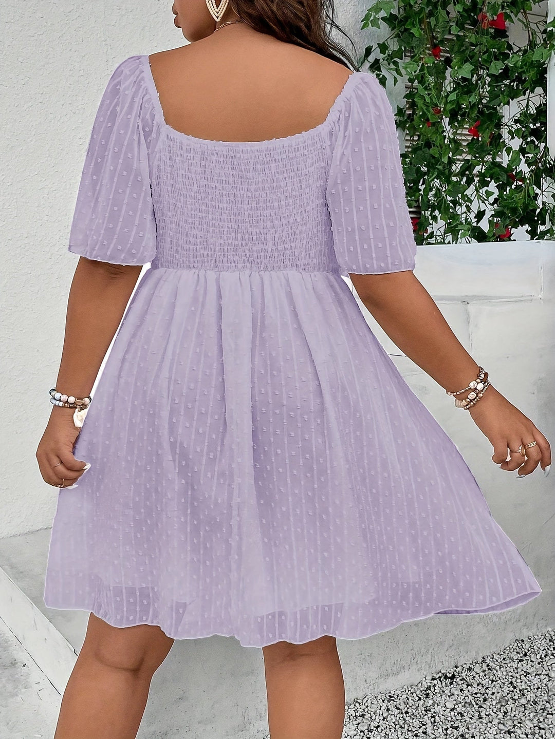 Stilla | Sommerkjole Plus Size Elegant Kjole Schweizeriske Prikker &amp; Blondeafslutninger