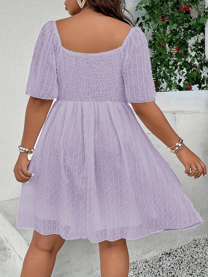Stilla | Sommerkjole Plus Size Elegant Kjole Schweizeriske Prikker &amp; Blondeafslutninger