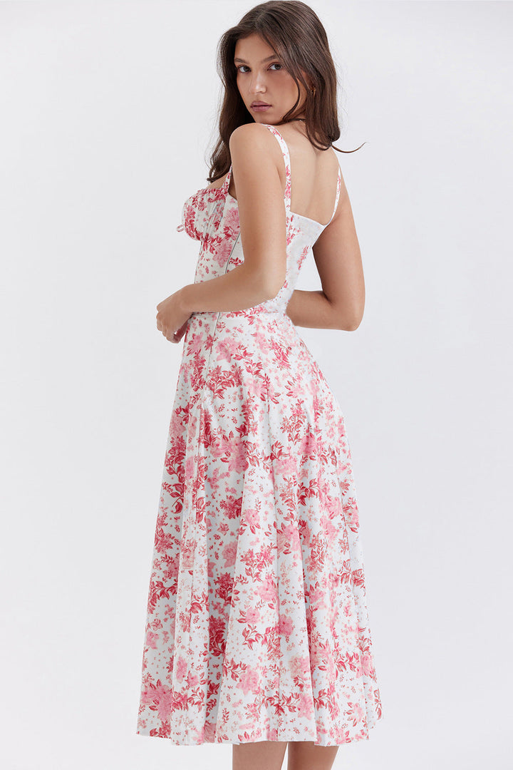 Stilla | Vintage Bodycon Kjole Med Blomster Mønster Og Talje