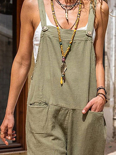 Stilla | Kvinders Jumpsuits Løse Åbne Ryg Uden Ærmer Lomme Jumpsuit