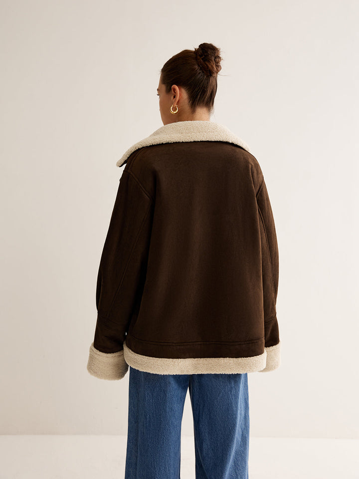 Stilla | Vintage Brown Fleece-Foret Jakke med En Afslappet Fit