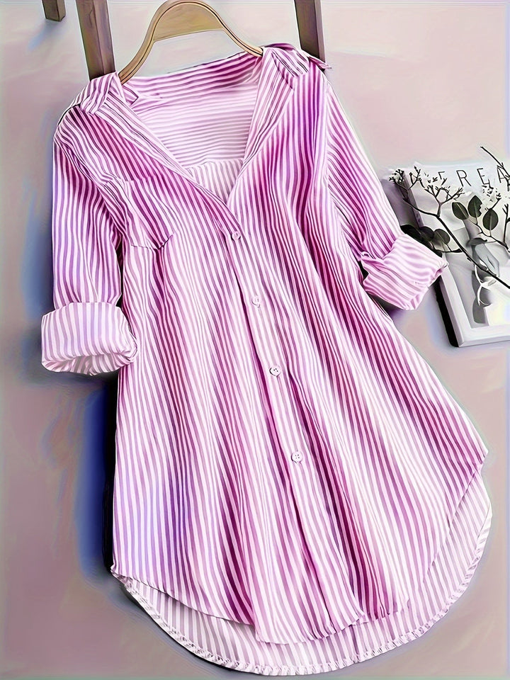 Stilla | Bluse Lang Stribet Printet Bluse