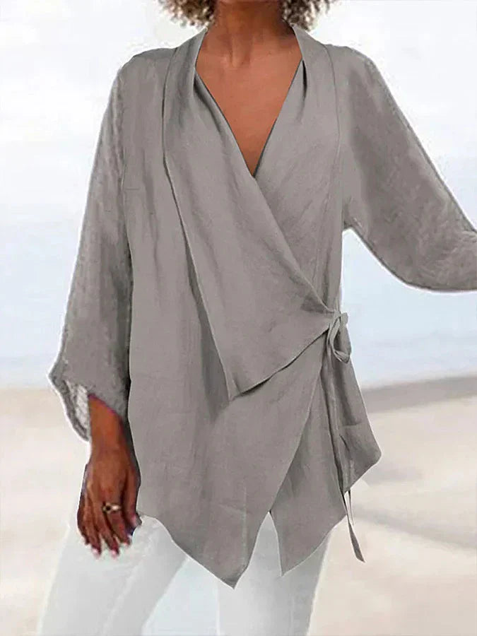 Stilla | Bluse Bomulds Og Linnedindpakningsbluse Med Sløjfe