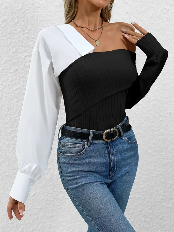 Stilla | Top Chic i Asymmetrisk Strikstof