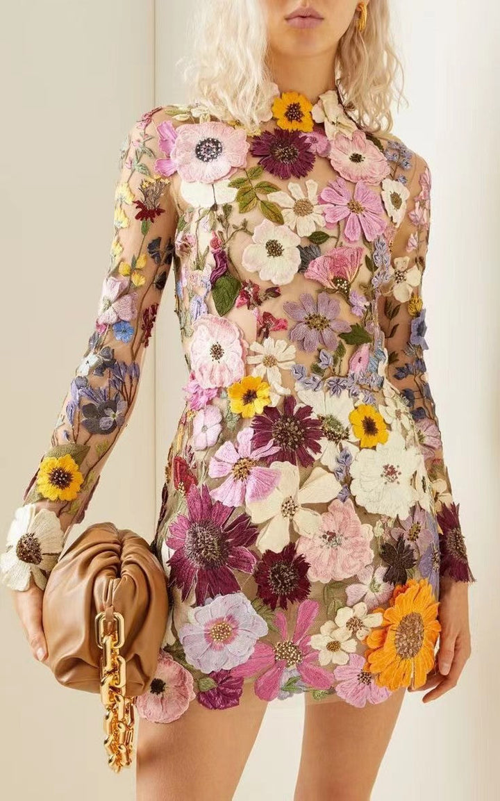 Stilla | Kortkjole Med Broderede Blomster, Lange Ærmer