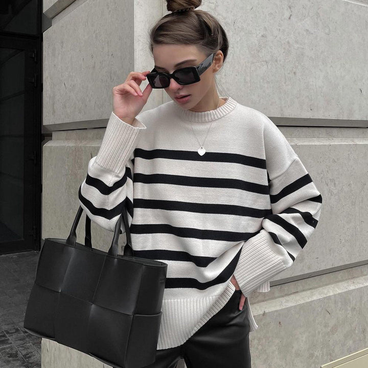 Stilla | Bluse i Stribet Materiale i Hvid