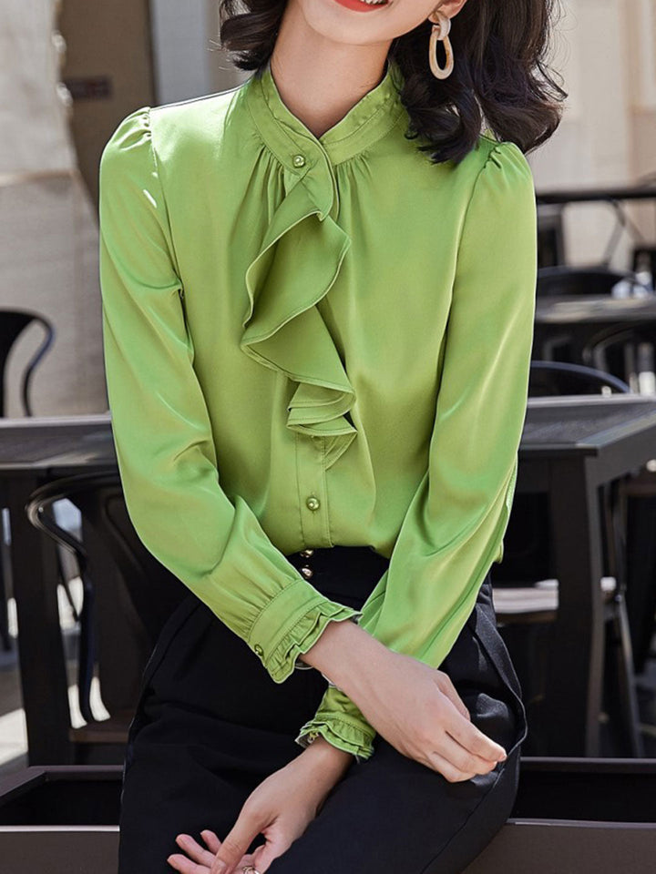 Stilla | Bluse Lange Ærmer Flæsekrave Chiffon Bluse