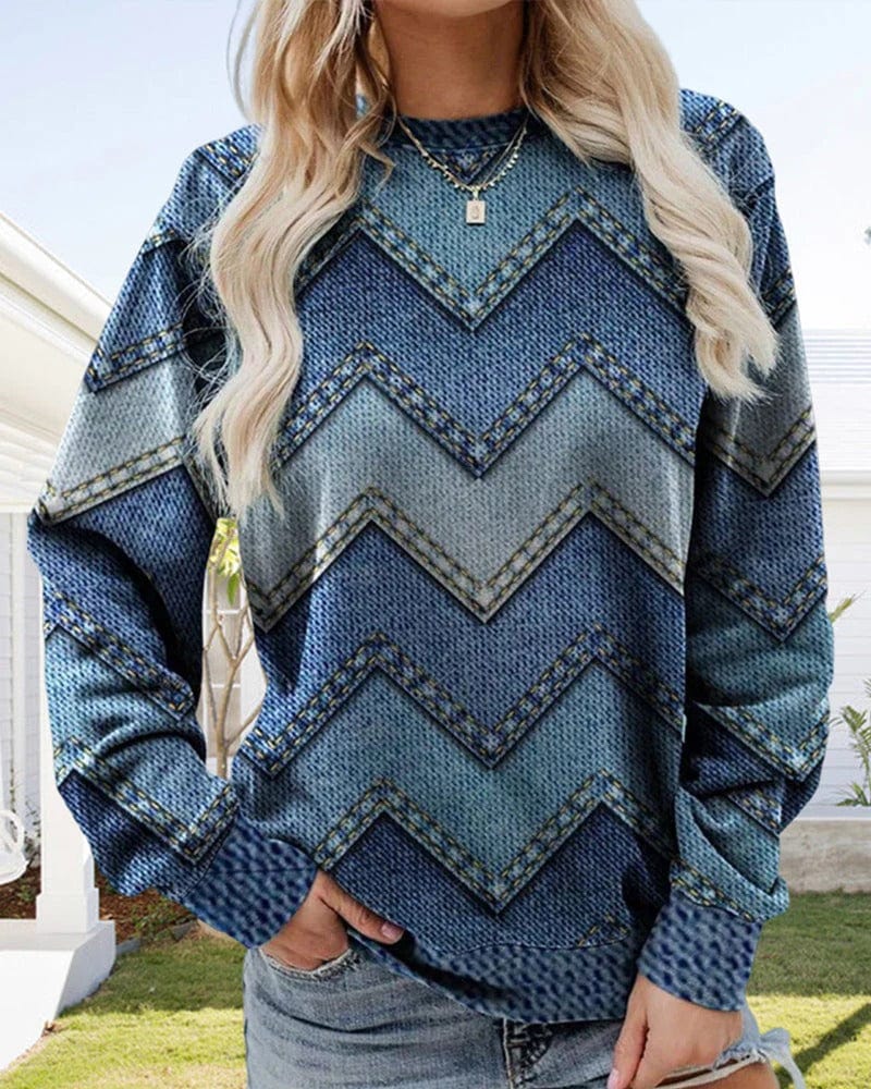 Stilla | Damepullover Af Jeans Med Lange Ærmer