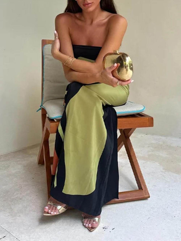 Stilla | Ærmeløs Off Shoulder Trykt Maxi Kjole