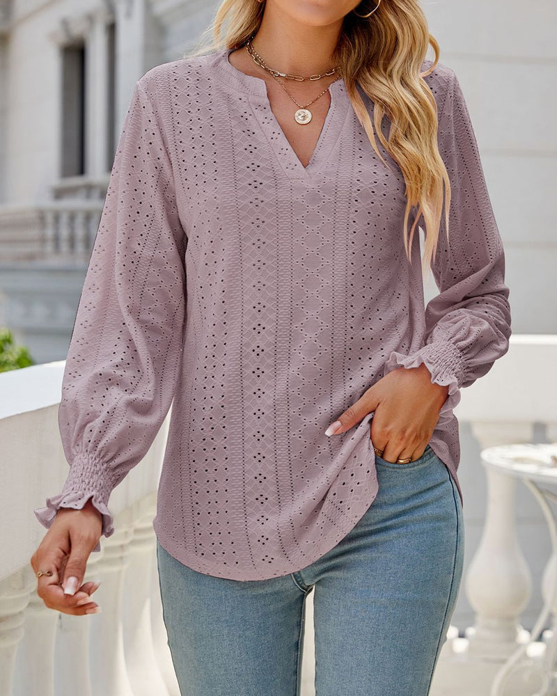 Stilla | Bluse Dame Langærmet V-hals Bluse