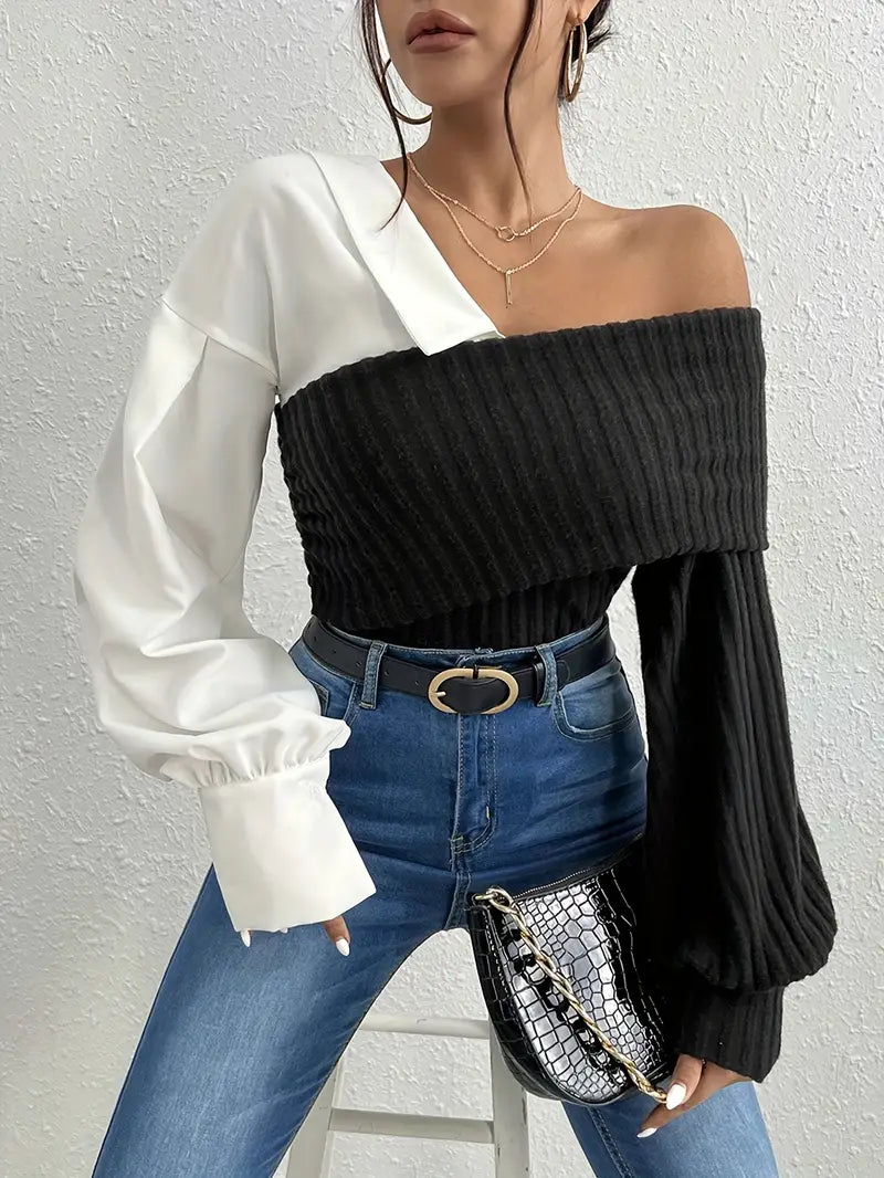 Stilla | Top Chic i Asymmetrisk Strikstof