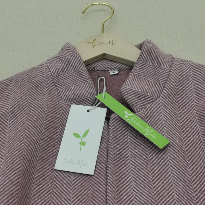 Stilla | Moderne Einfarbige Blazerjacke in Pink Mit Langen Ärmeln