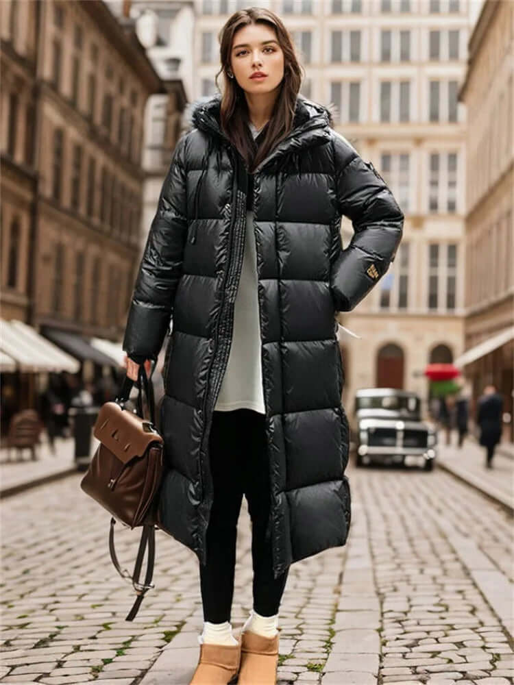 Stilla | Polstret Jakke Oversized Fit Quiltet Hætte Fuld Længde Varm Design
