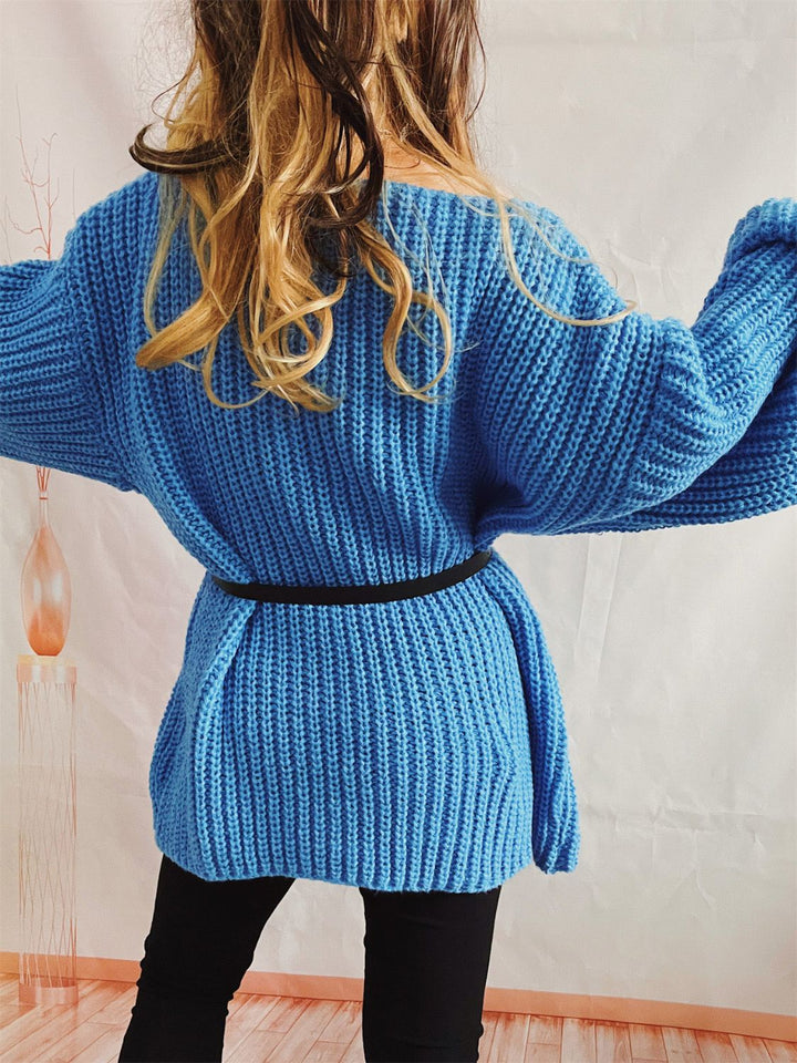 Stilla | Langærmet sweater med bådhals og bælte