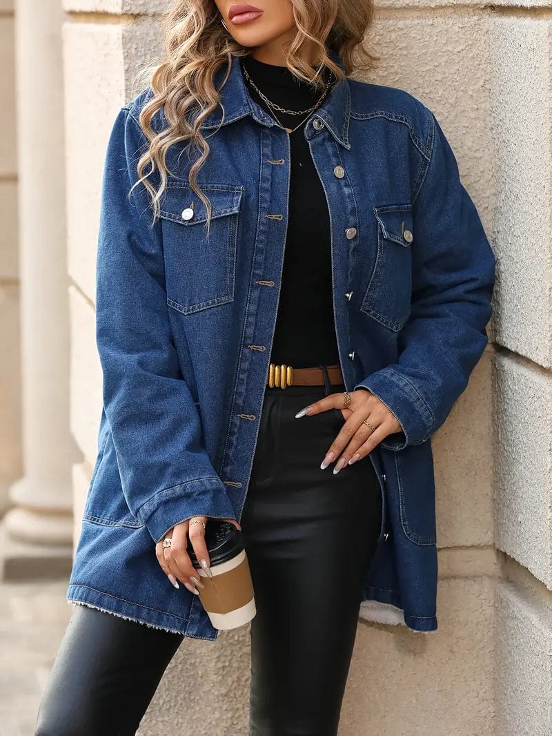 Stilla | Mellemlang Fleece-Denim Jakke