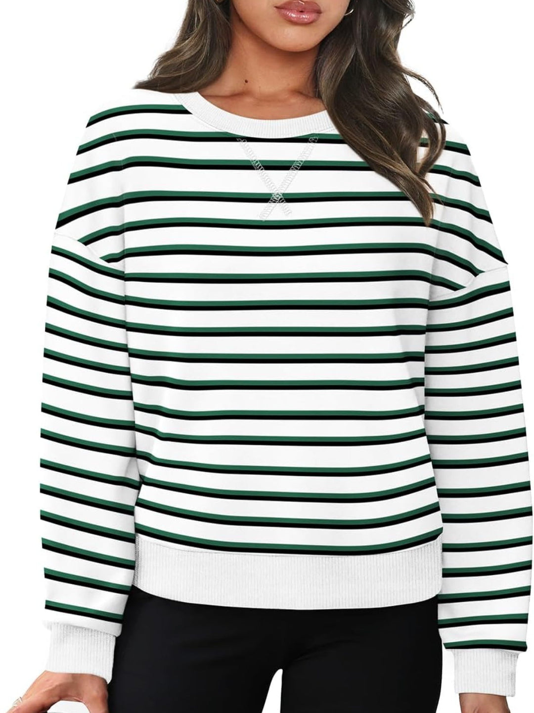 Stilla | Langærmet Stribet Sweatshirt Med Rund hals Lovelet