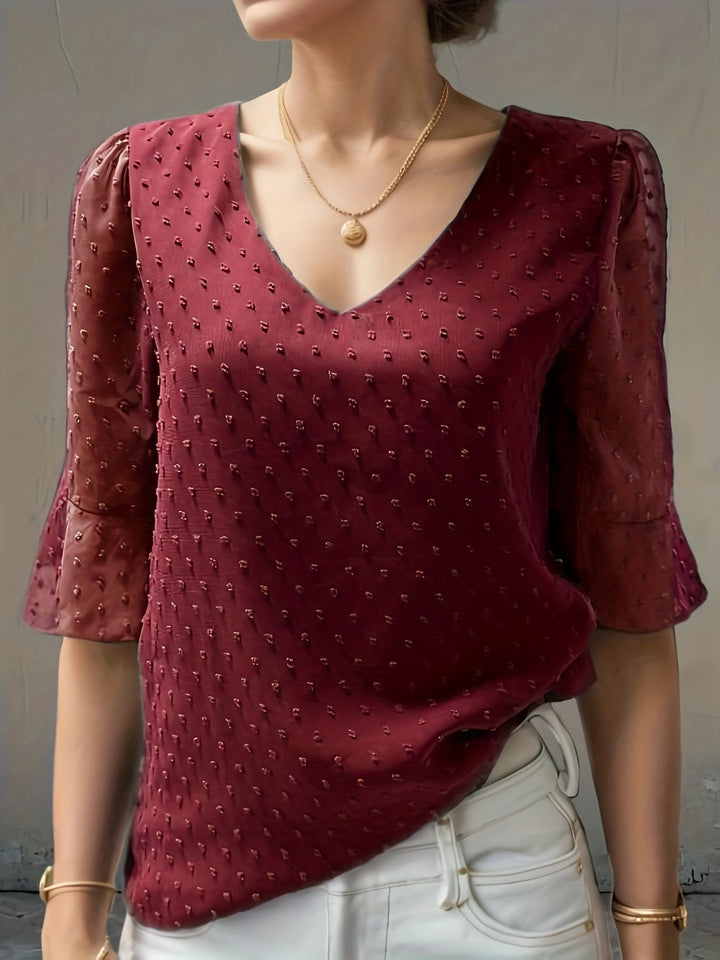 Stilla | Løs Chiffonbluse Med Lange Ærmer