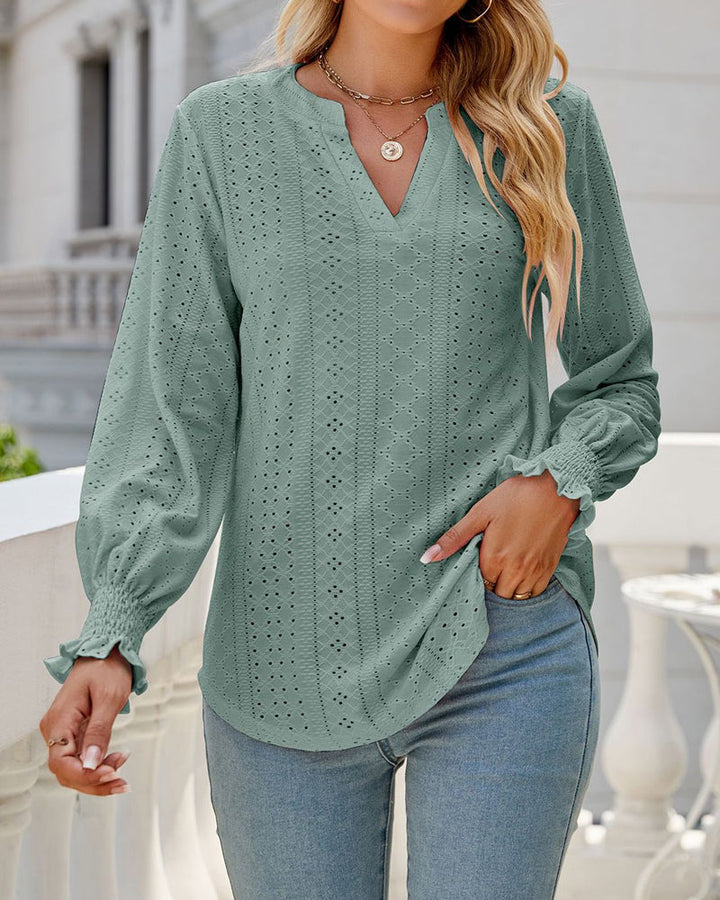 Stilla | Bluse Dame Langærmet V-hals Bluse