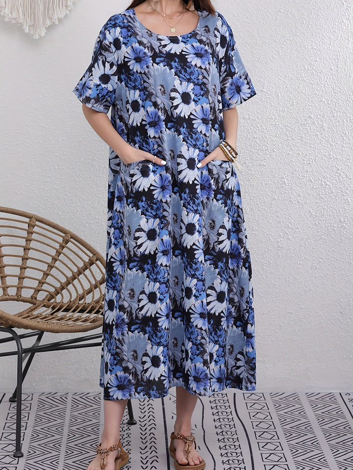 Stilla | Linnekjole Boho Stil Med Blomsterprint