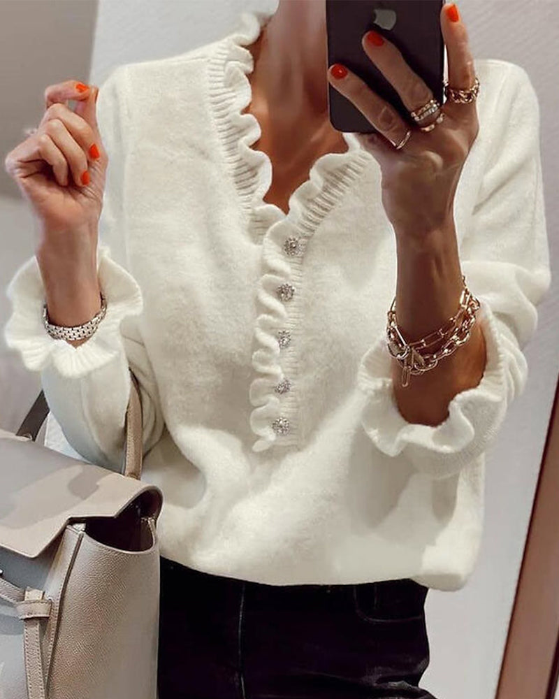 Stilla | Elegant Pullover Med Rüschen