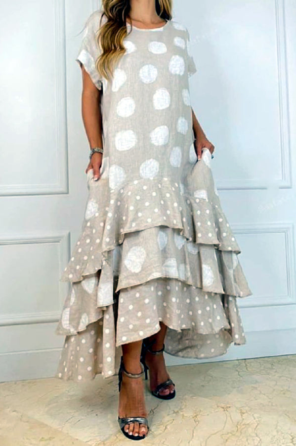 Stilla | Flowy Polka Dots Lomme Lagdelt A-linje Maxi Kjole