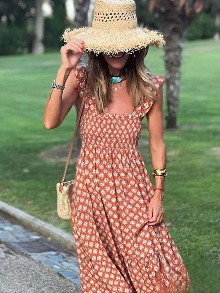 Stilla | Vintage Sommerkjole Med Boho Tryk Til Kvinder