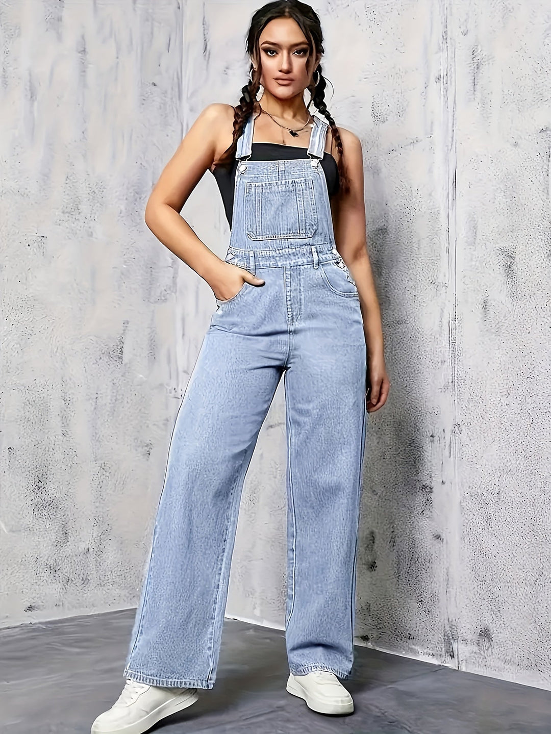 Stilla | Denim Overalls Med Brede Ben