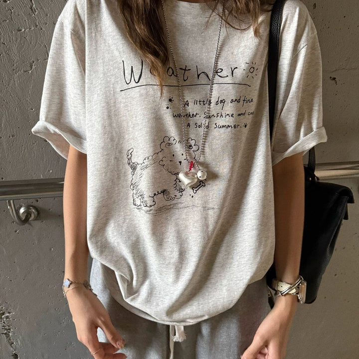 Dame Basic Kortærmet T-Shirt Løs Grå
