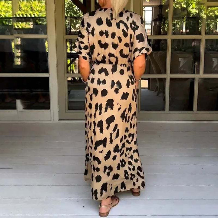 Stilla | Lang Kjole Med Leopardmønster