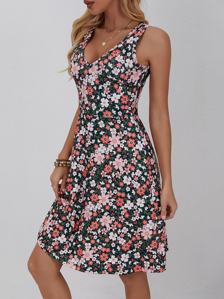Stilla | Blomsterkjole Til Sommer Med V-Udsnit Let Midi