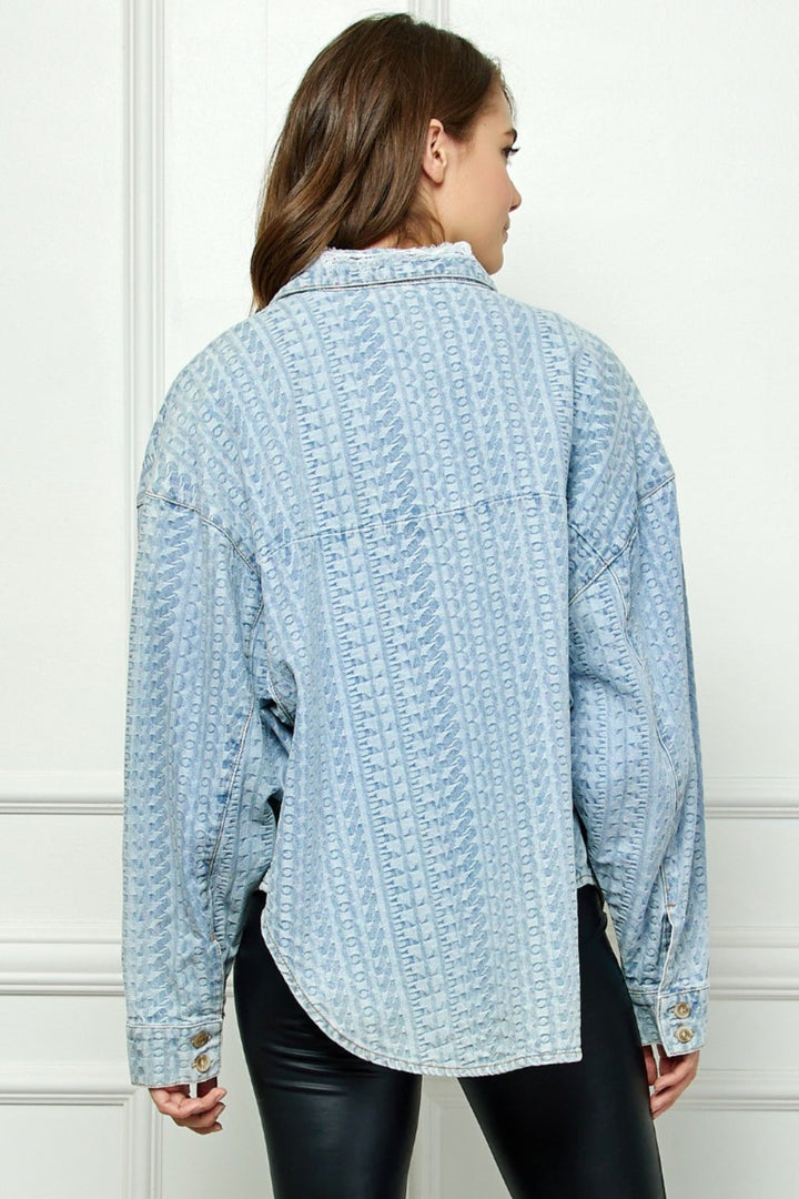 Stilla | Button Up Dropped Shoulder Denim Top