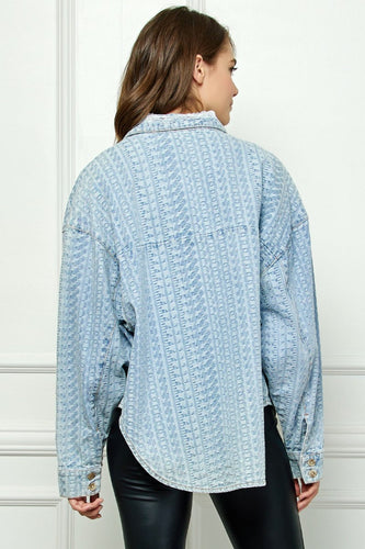 Stilla | Knapper Op Droppet Skulder Denim Top
