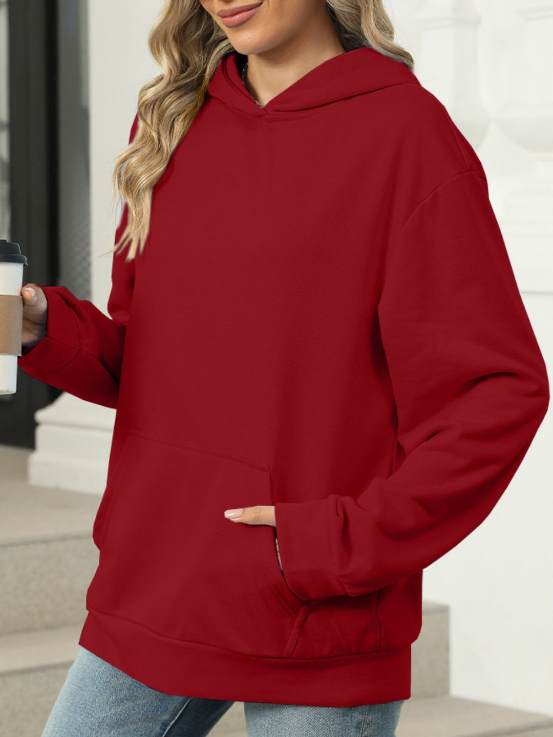 Stilla | Hættepullover med lommer og lange ærmer