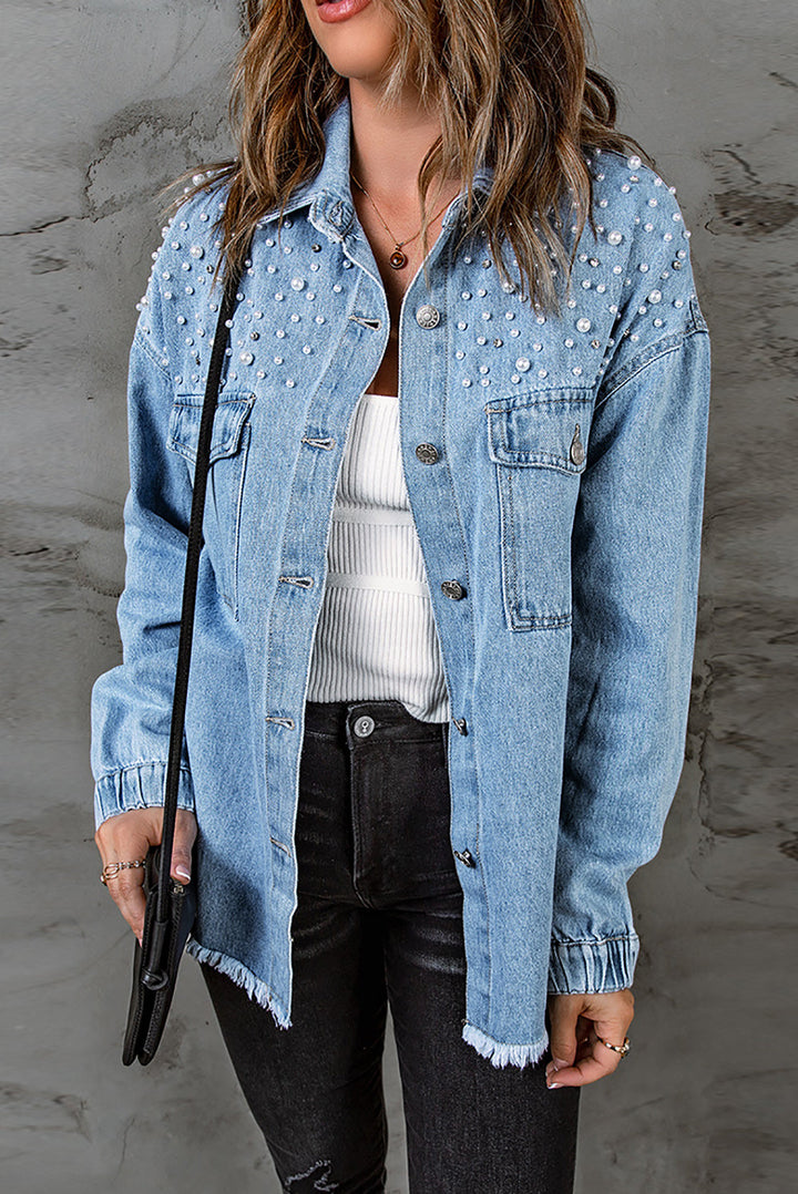 Stilla | Detalje Knap Op Rå Kant Denim Jakke