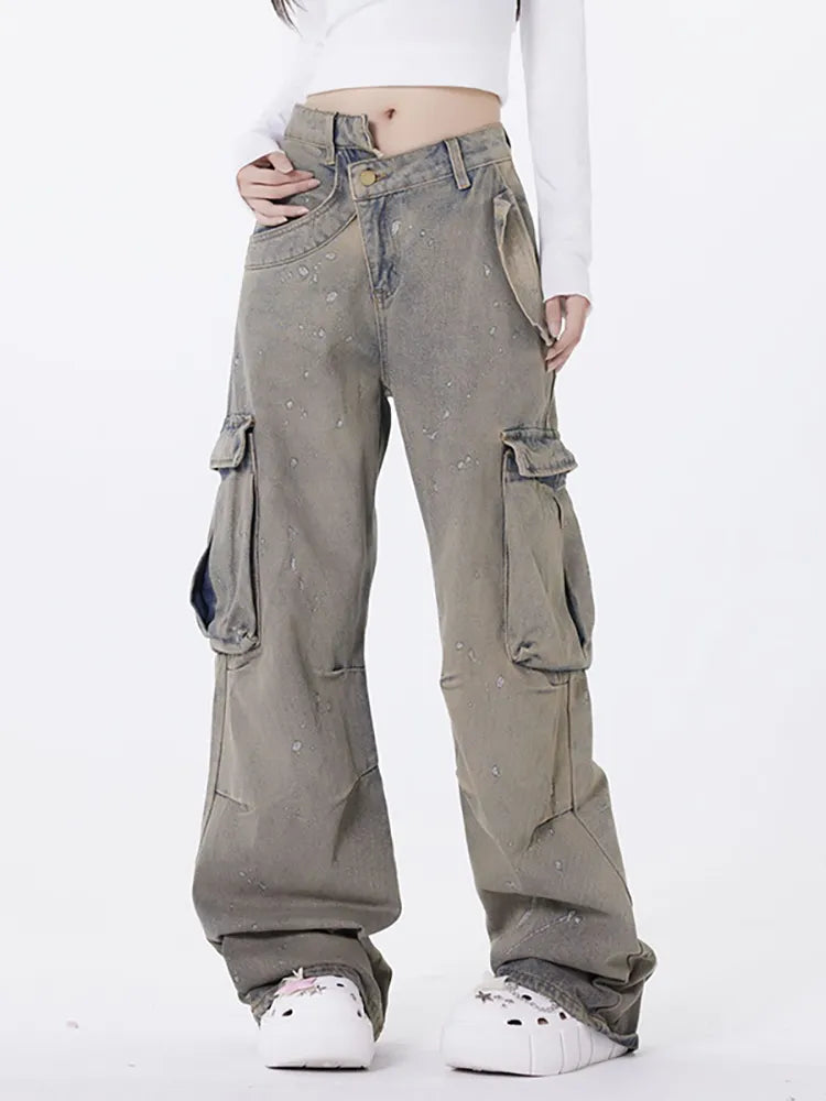 Stilla | Retro Asymmetriske Vaskede Jeans