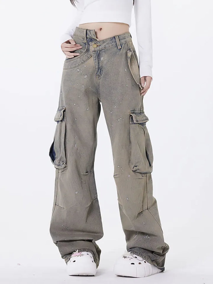 Stilla | Retro Asymmetriske Vaskede Jeans