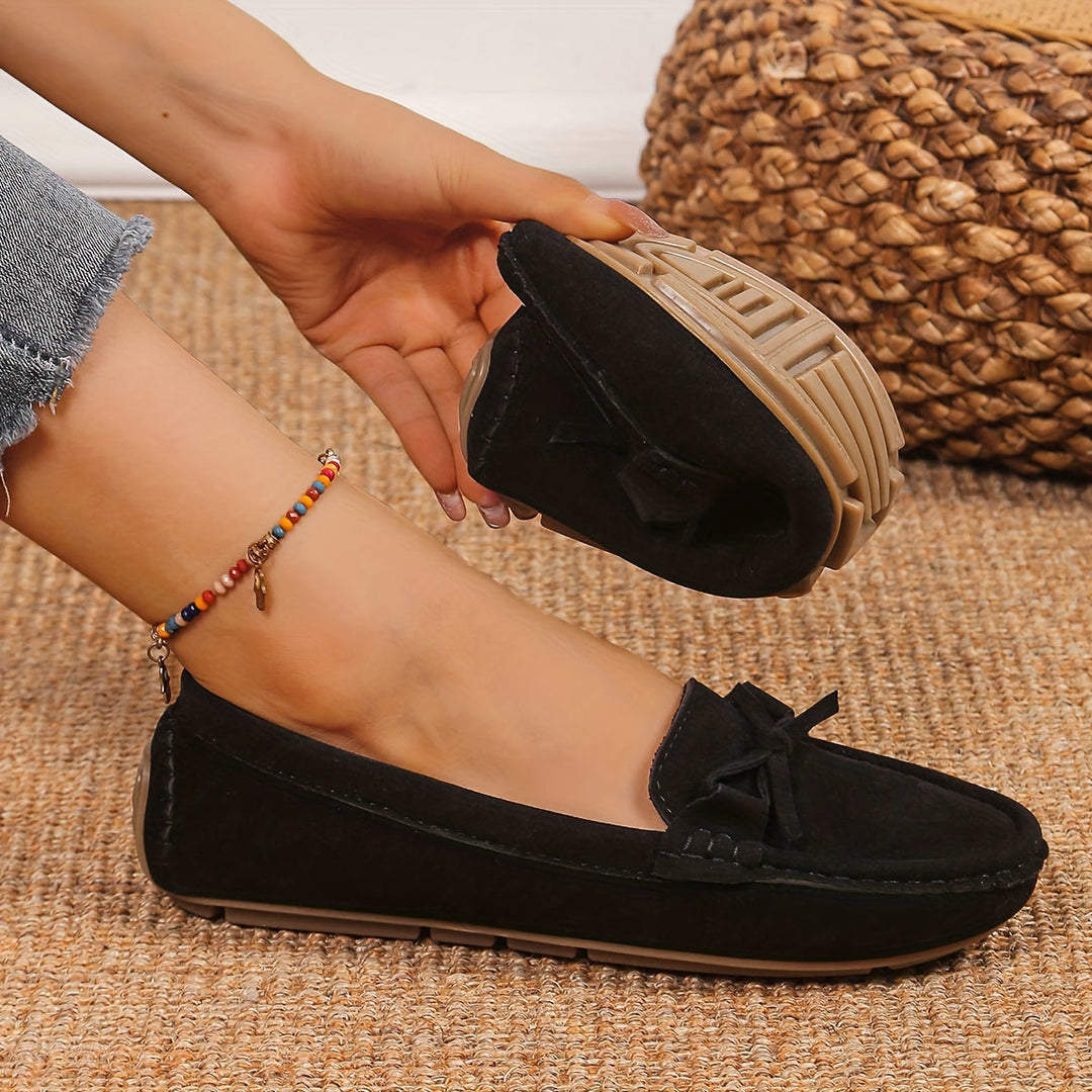 Stilla | Retro Loafers Med Sløjfe, Slip on Sko Med Rund Tå