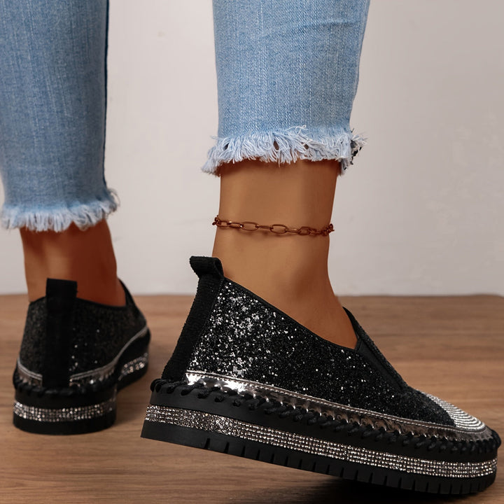 Stilla | Krystal Loafers Til Damer, Hæl 3 Cm, Komfortable Sko På Platform