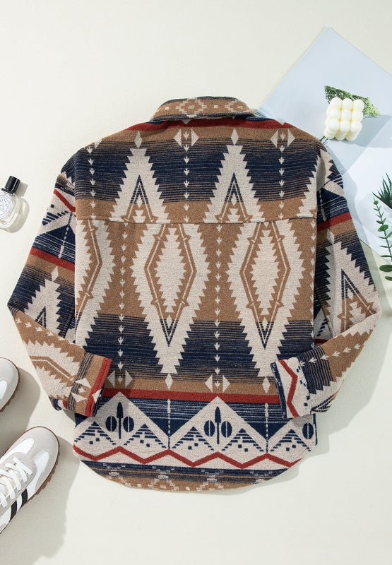 Stilla | Sweatjacke med lange ærmer og geometrisk mønster halvknebel