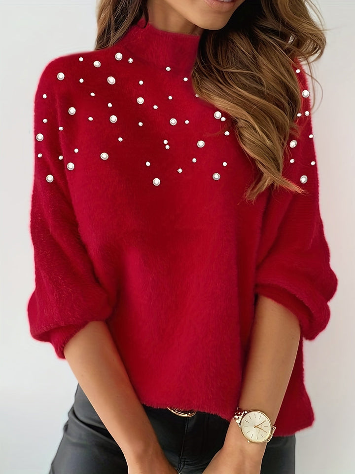 Stilla | Pullover med rullekrave og perler